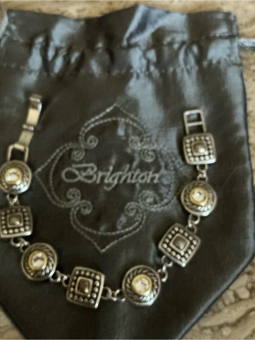 Brighton Two-Tone Silver and Gold Medallion Link Bracelet
